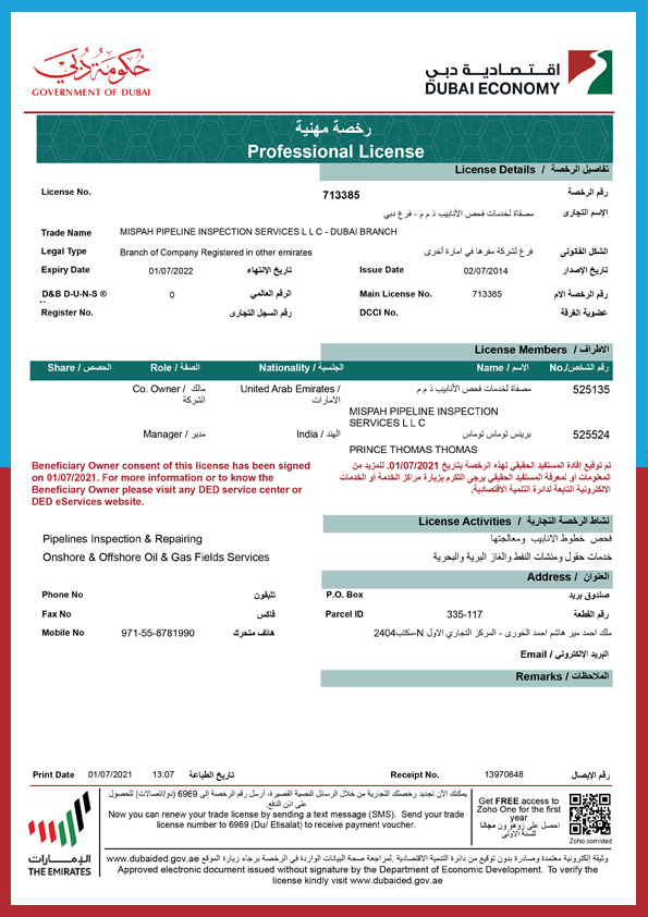 dubai trade license number check